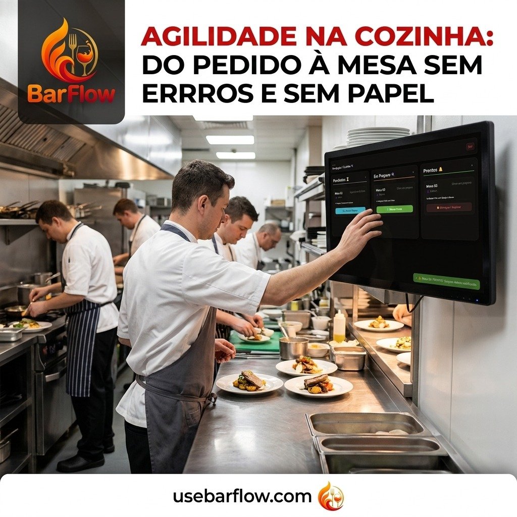 Painel KDS da Cozinha do BarFlow OS